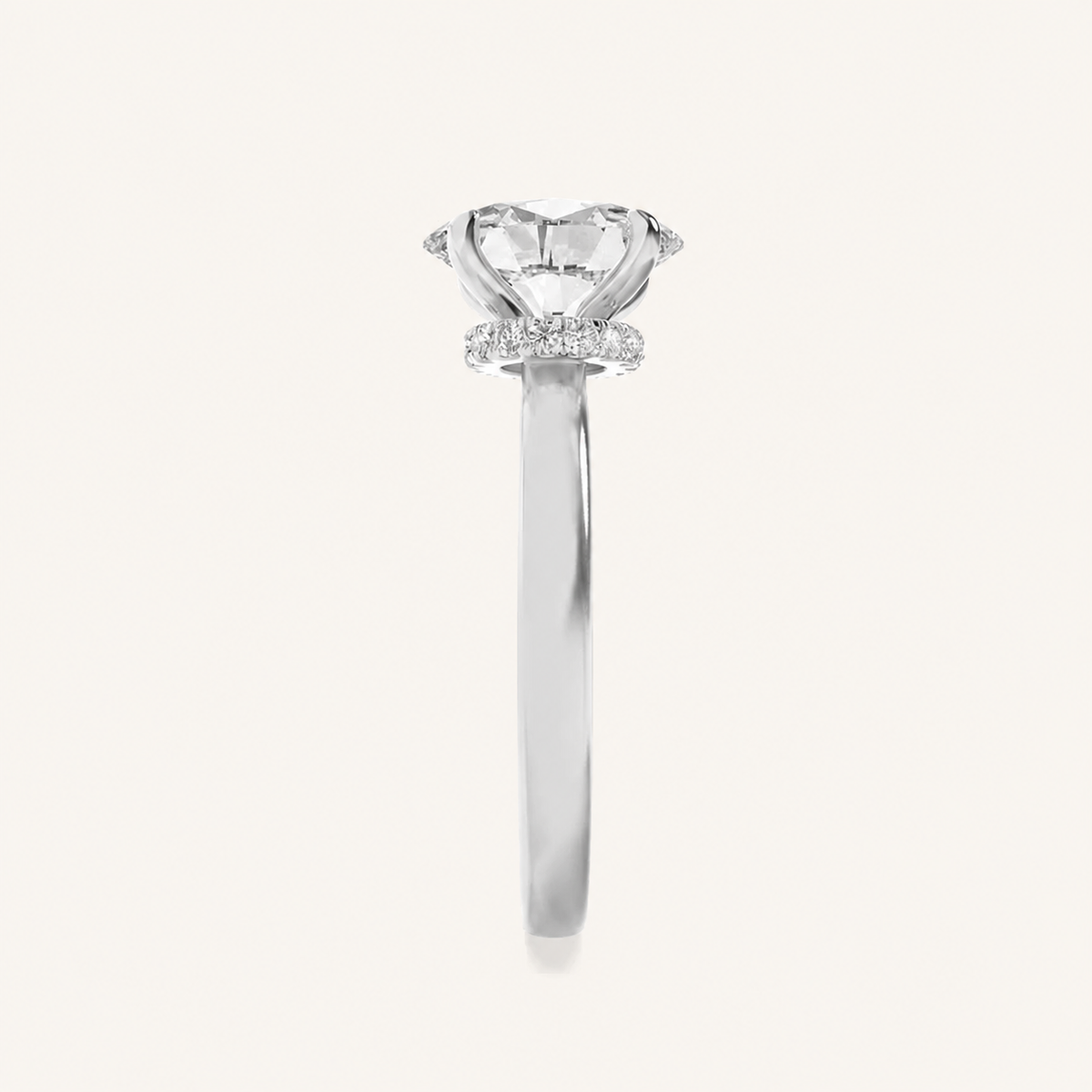 1CT Oval Cut Lab Grown Diamond Hidden Halo Ring