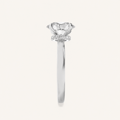 1CT Oval Cut Lab Grown Diamond Hidden Halo Ring
