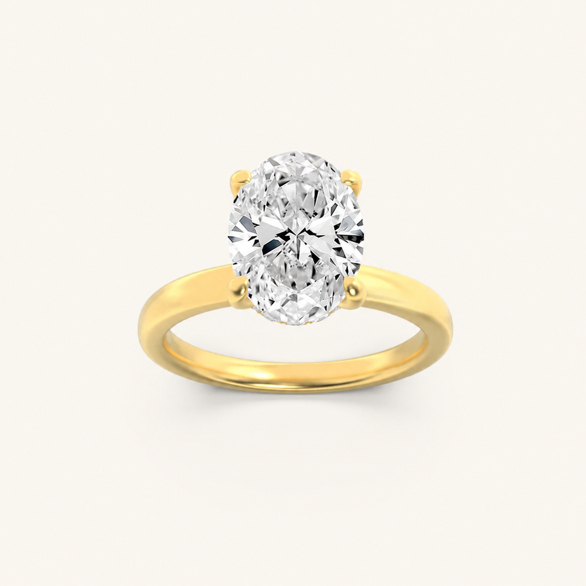 2CT Oval Cut Lab Grown Diamond Hidden Halo Ring