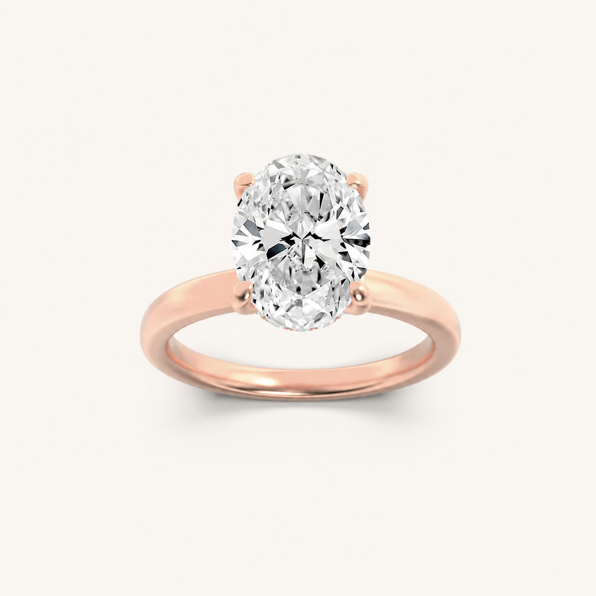 1CT Oval Cut Lab Grown Diamond Hidden Halo Ring