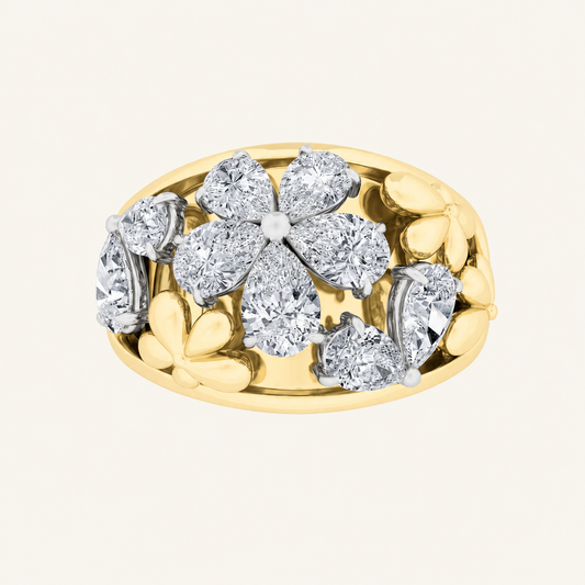 2.5CT Pear Cut Lab Grown Diamond Cluster Ring