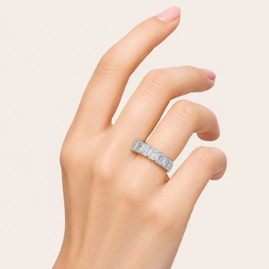 2.2CT Emerald Cut Lab Grown Diamond Eternity Band Ring