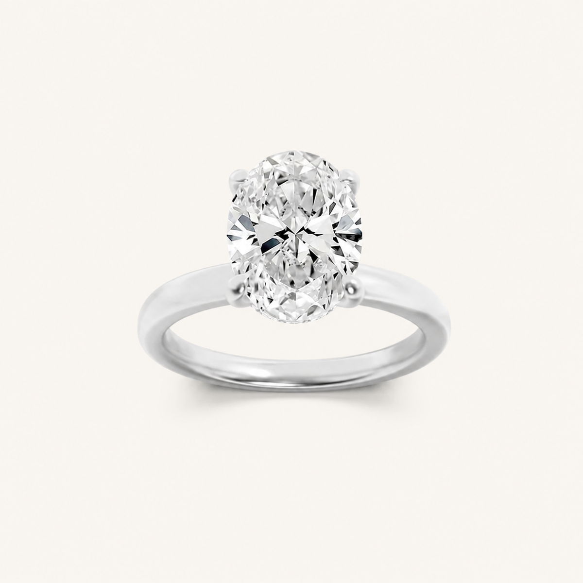 3CT Oval Cut Lab Grown Diamond Hidden Halo Ring