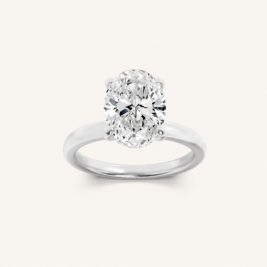 3CT Oval Cut Lab Grown Diamond Hidden Halo Ring