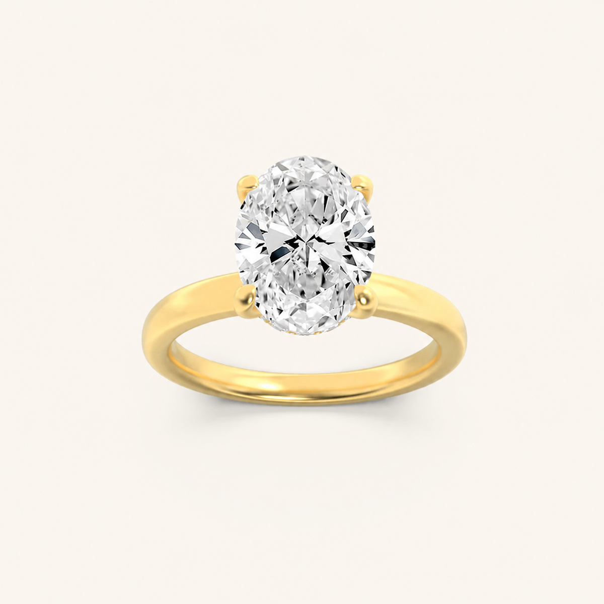 3CT Oval Cut Lab Grown Diamond Hidden Halo Ring