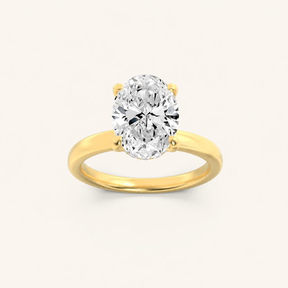 3CT Oval Cut Lab Grown Diamond Hidden Halo Ring
