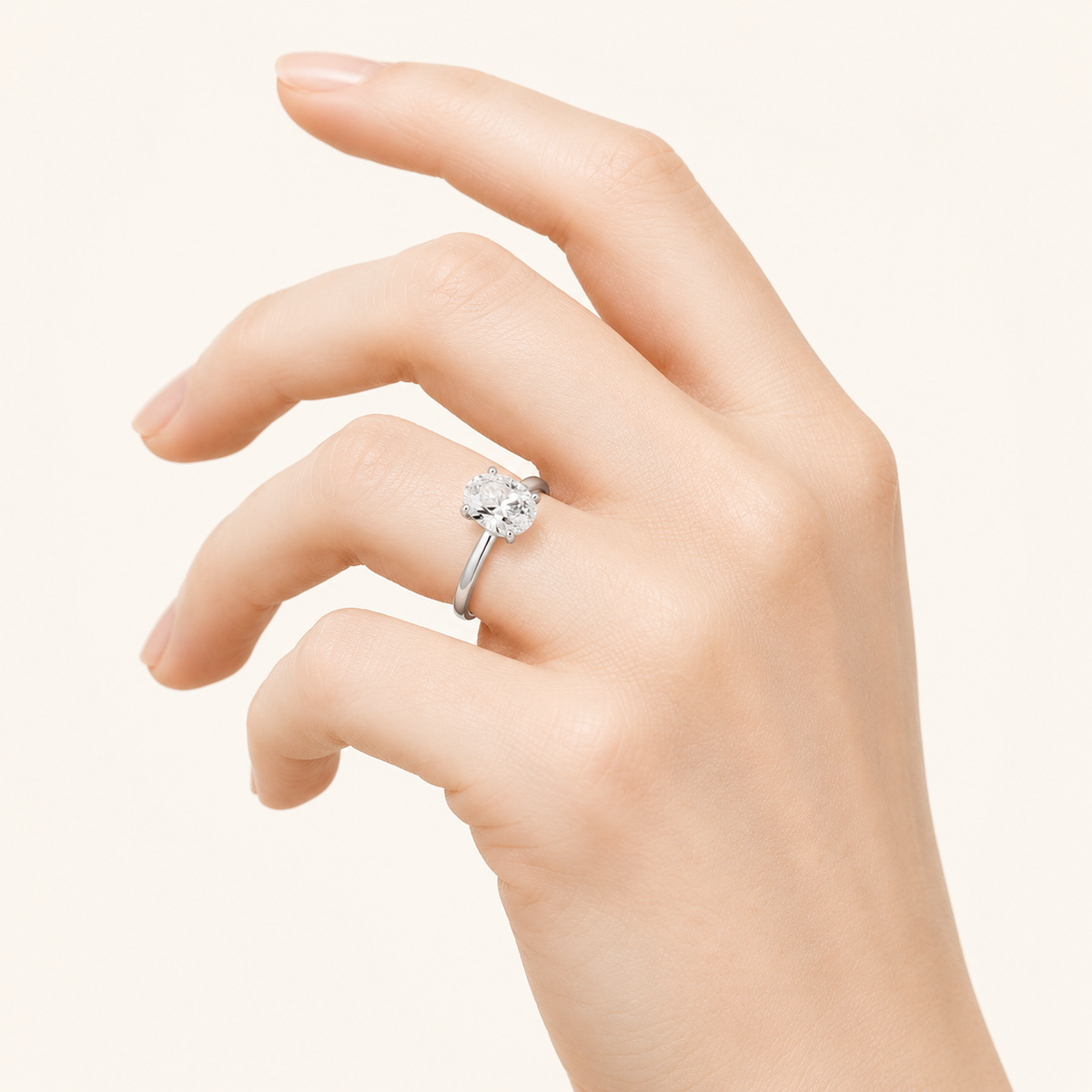 3CT Oval Cut Lab Grown Diamond Hidden Halo Ring