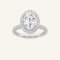 3CT Oval Cut Lab Grown Diamond Halo Side Stone Ring