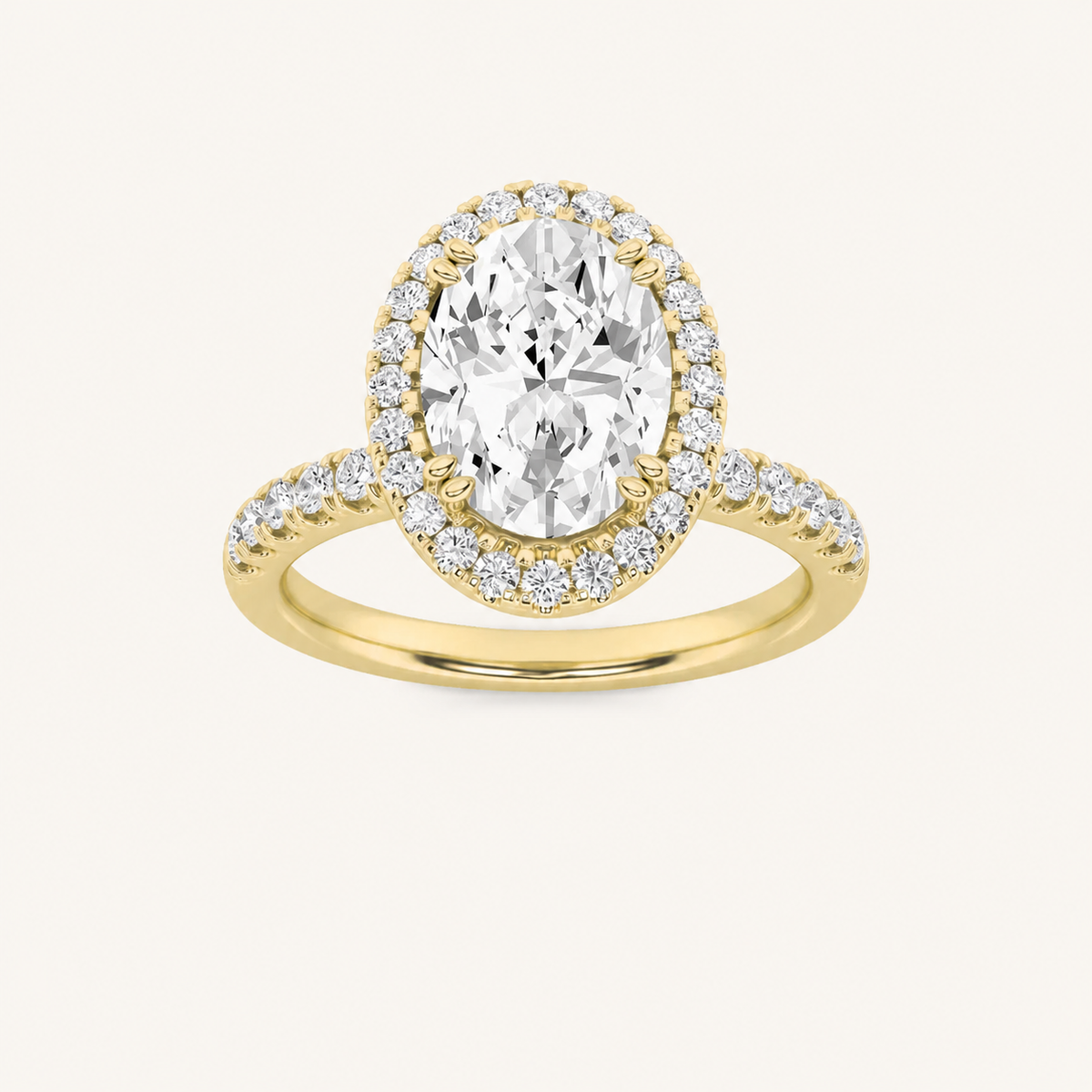 3CT Oval Cut Lab Grown Diamond Halo Side Stone Ring