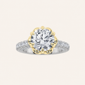 2.5CT Round Cut Lab Grown Diamond Two Tone Side Stone Ring
