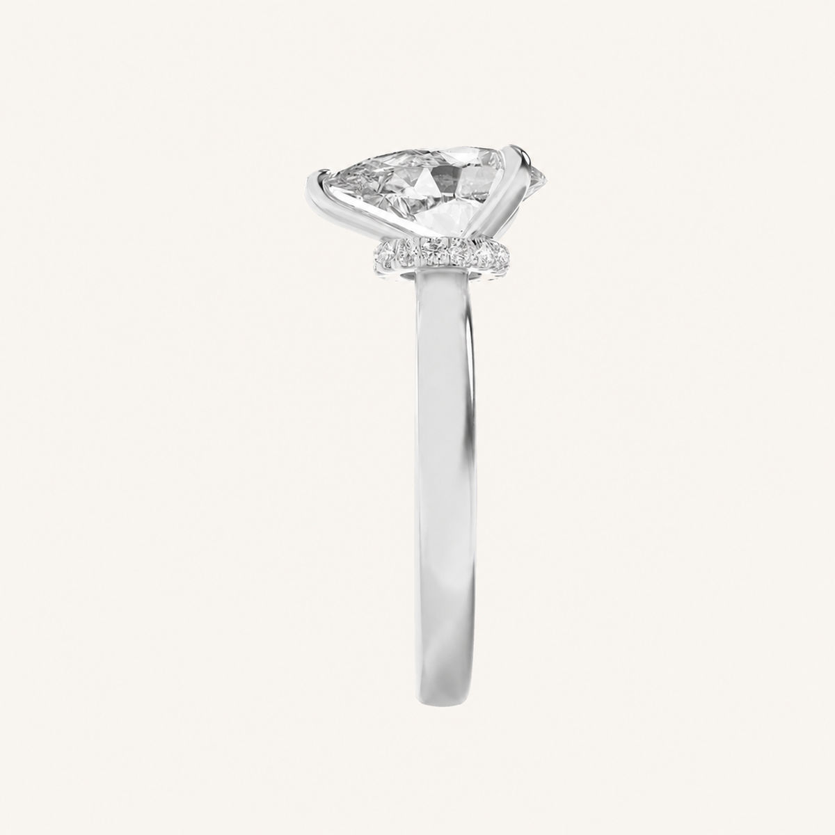 1CT Pear Cut Lab Grown Diamond Hidden Halo Ring