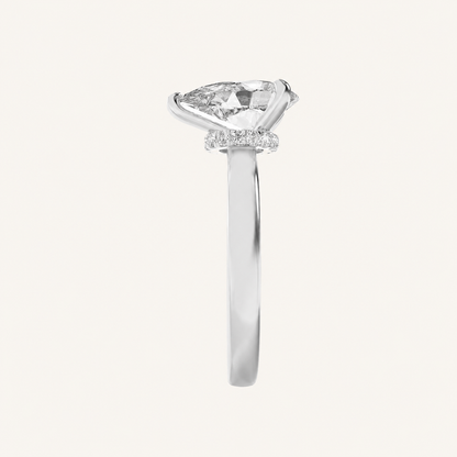 1CT Pear Cut Lab Grown Diamond Hidden Halo Ring