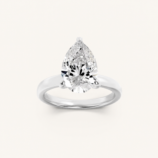 1CT Pear Cut Lab Grown Diamond Hidden Halo Ring