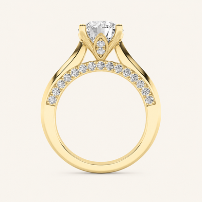 3CT Round Cut Lab Grown Diamond Side Stone Ring