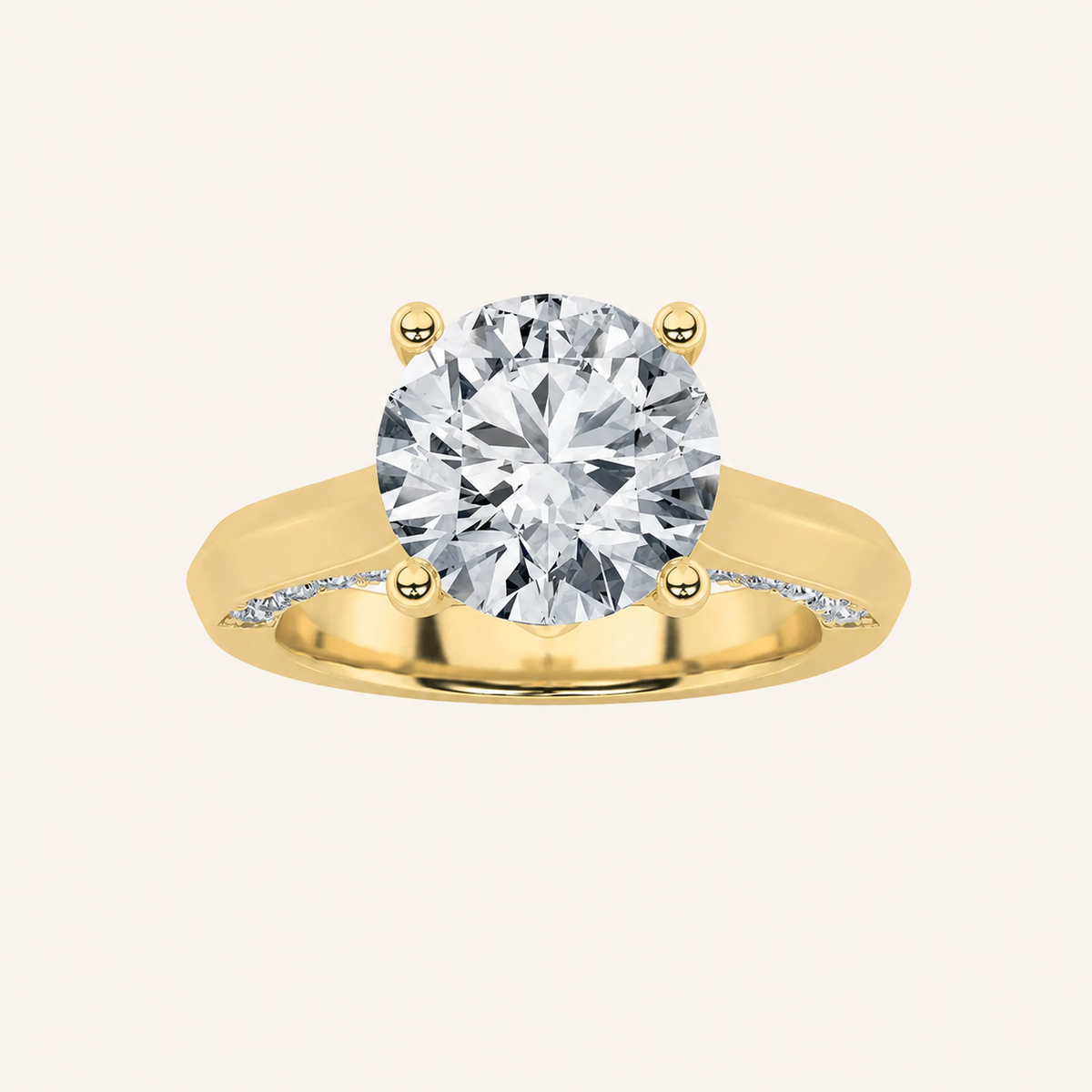 3CT Round Cut Lab Grown Diamond Side Stone Ring