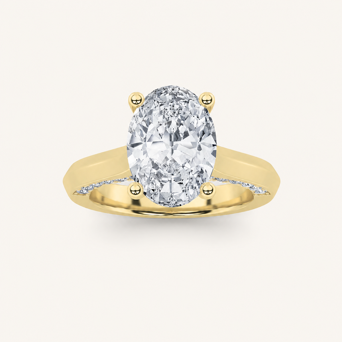 3CT Oval Cut Lab Grown Diamond Side Stone Ring