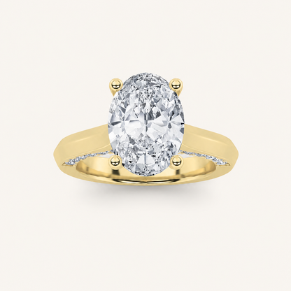 3CT Oval Cut Lab Grown Diamond Side Stone Ring