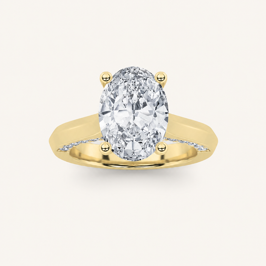 3CT Oval Cut Lab Grown Diamond Side Stone Ring