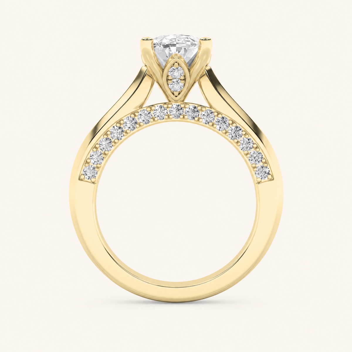 3CT Oval Cut Lab Grown Diamond Side Stone Ring