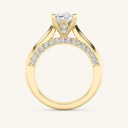 3CT Oval Cut Lab Grown Diamond Side Stone Ring