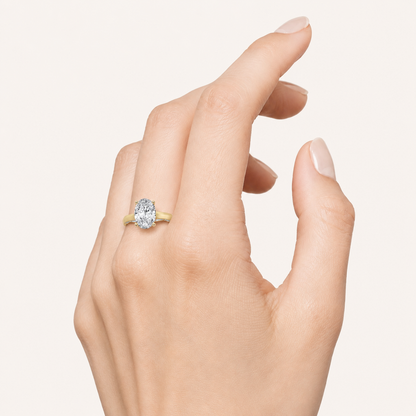 3CT Oval Cut Lab Grown Diamond Side Stone Ring