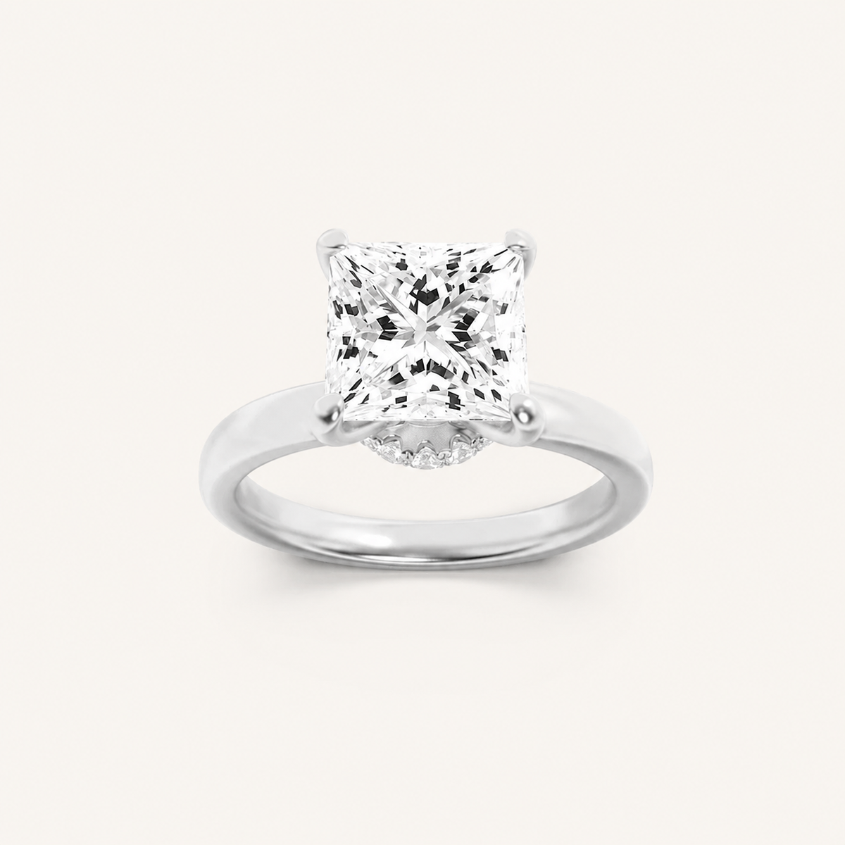 3CT Princess Cut Lab Grown Diamond Hidden Halo Ring