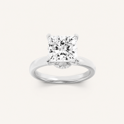 3CT Princess Cut Lab Grown Diamond Hidden Halo Ring