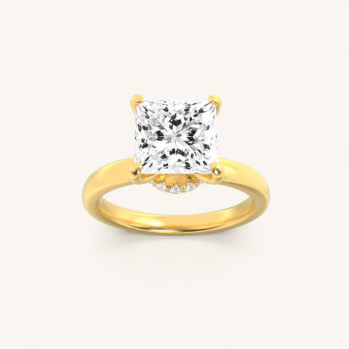 3CT Princess Cut Lab Grown Diamond Hidden Halo Ring