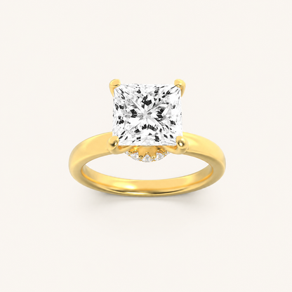 3CT Princess Cut Lab Grown Diamond Hidden Halo Ring