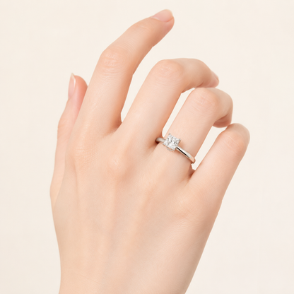3CT Princess Cut Lab Grown Diamond Hidden Halo Ring