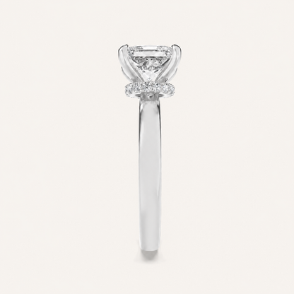 3CT Princess Cut Lab Grown Diamond Hidden Halo Ring