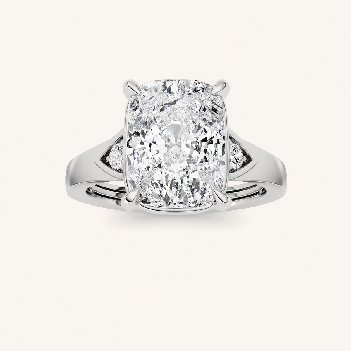 3.25CT Elongated Cushion Cut Lab Grown Diamond Hidden Halo Ring