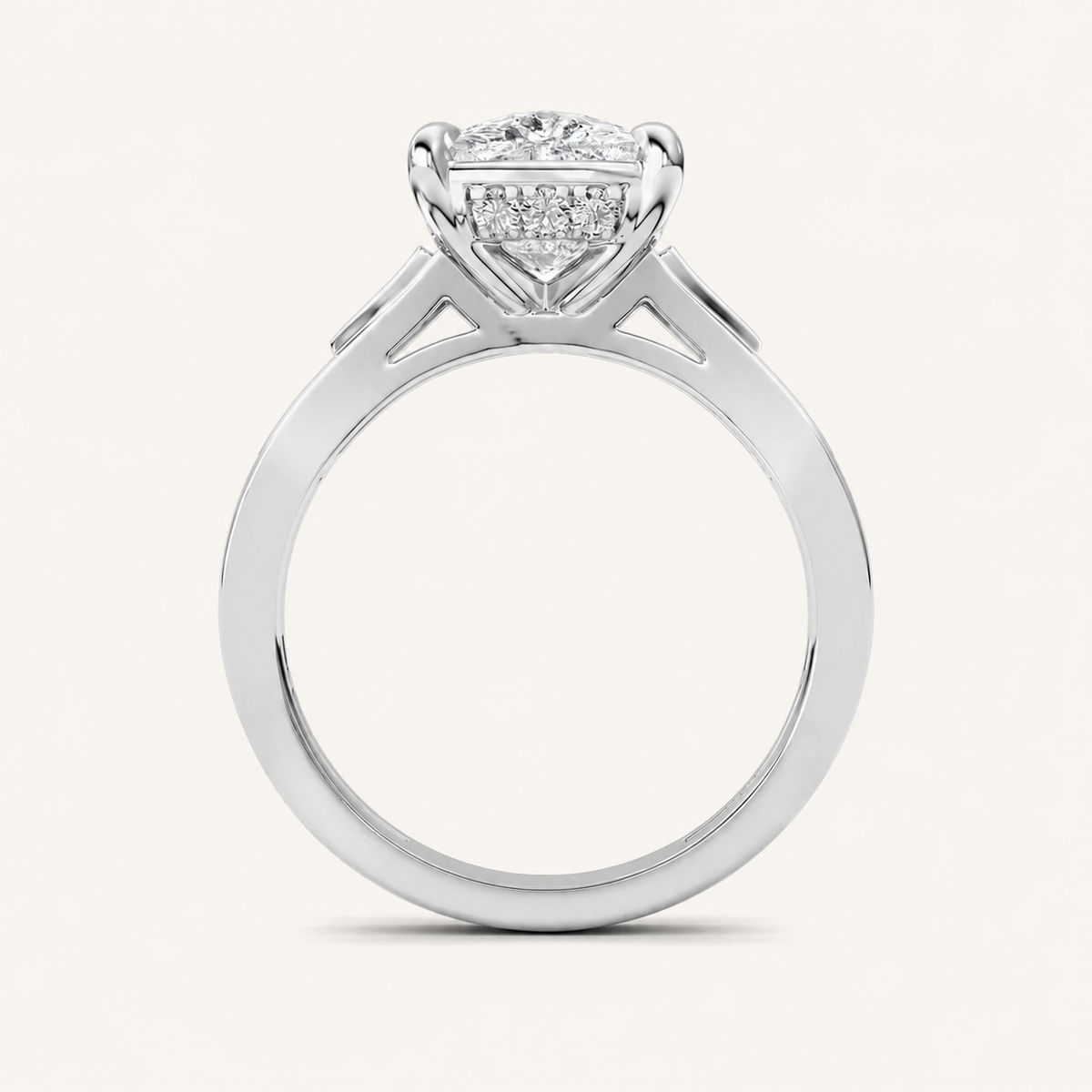 3.25CT Elongated Cushion Cut Lab Grown Diamond Hidden Halo Ring
