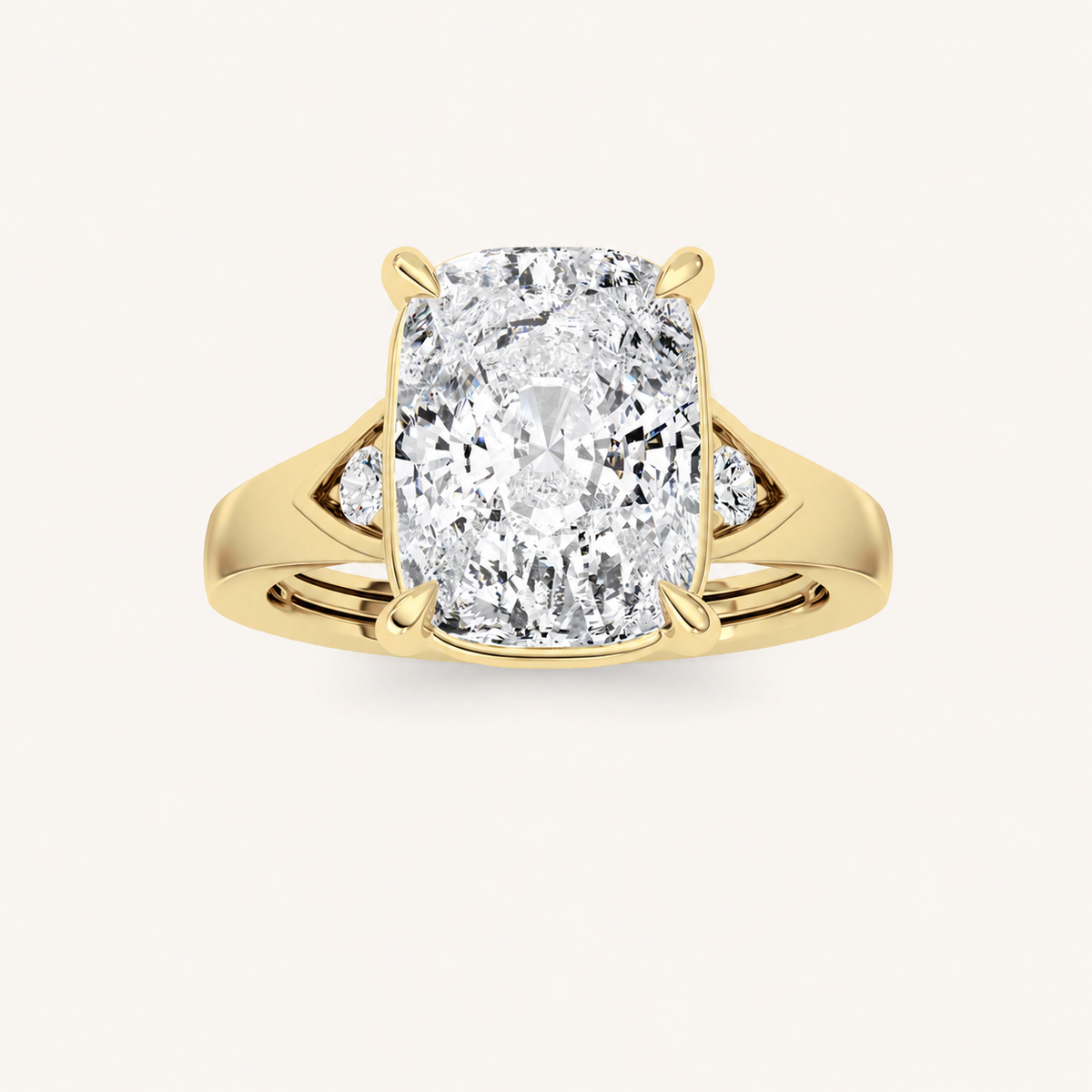 3.25CT Elongated Cushion Cut Lab Grown Diamond Hidden Halo Ring