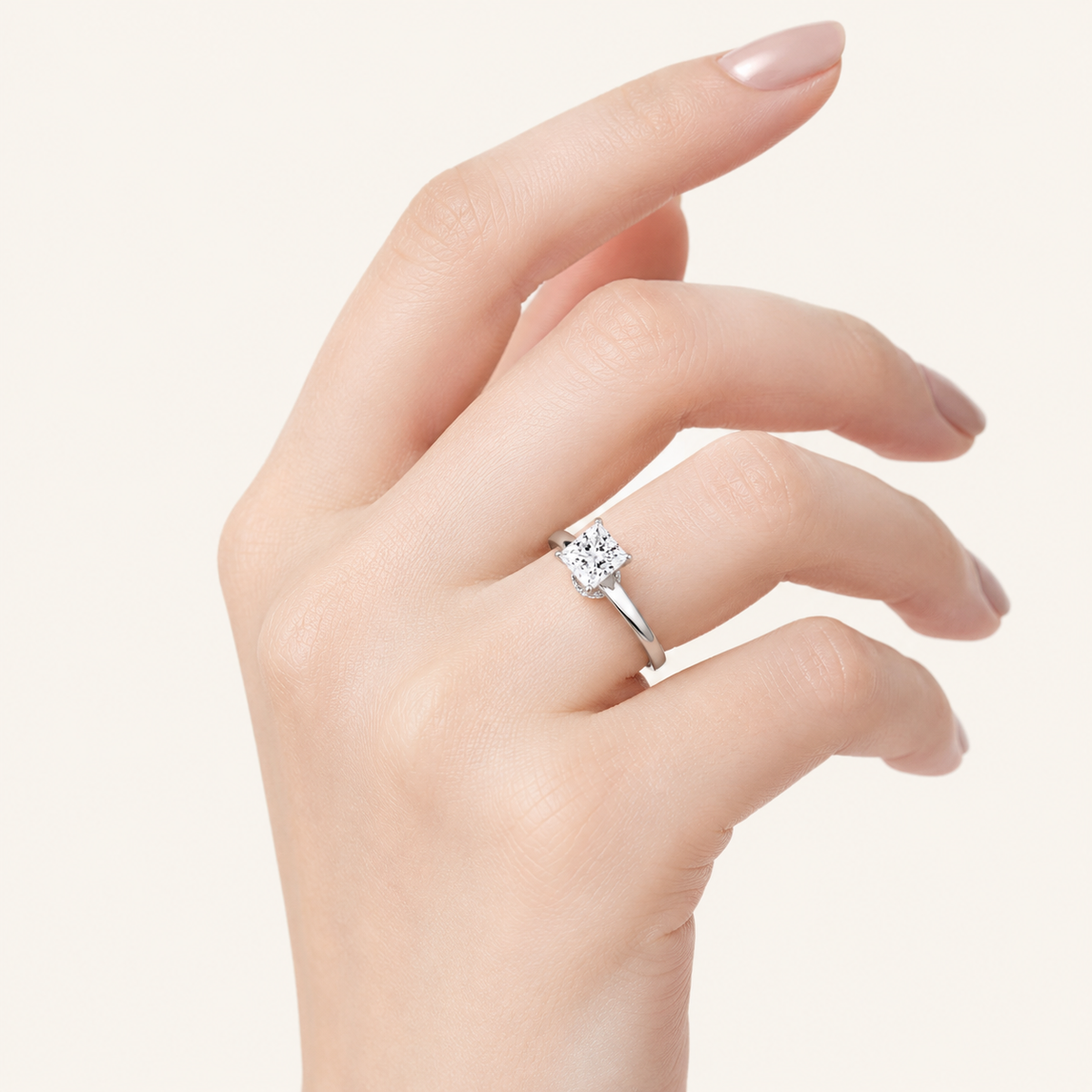 2CT Princess Cut Lab Grown Diamond Hidden Halo Ring