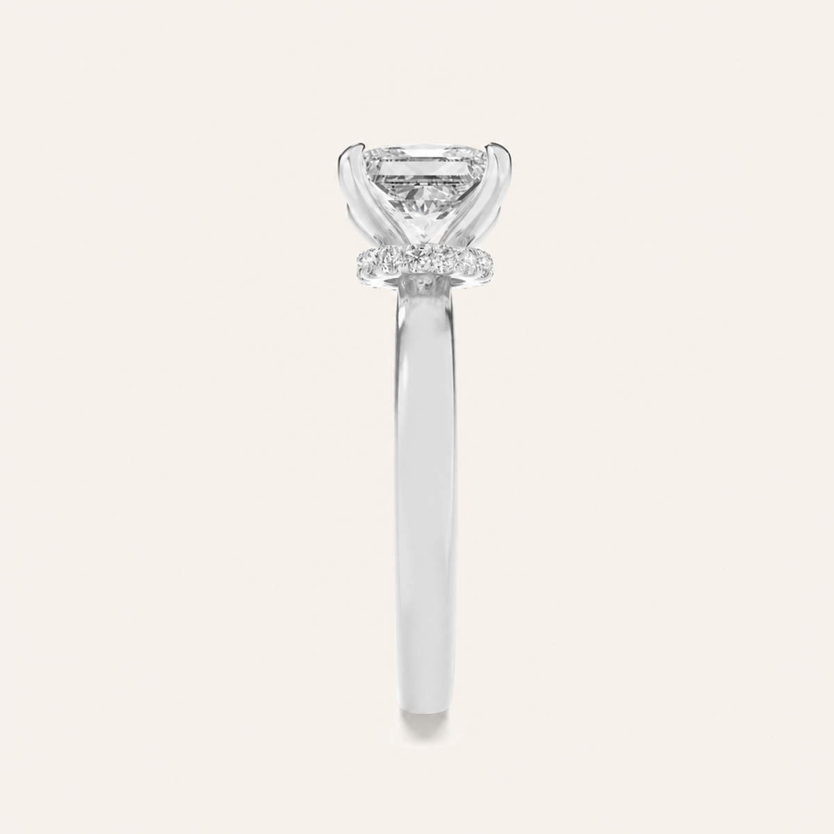 2CT Princess Cut Lab Grown Diamond Hidden Halo Ring