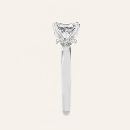 2CT Princess Cut Lab Grown Diamond Hidden Halo Ring