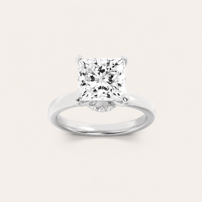 2CT Princess Cut Lab Grown Diamond Hidden Halo Ring