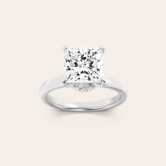 2CT Princess Cut Lab Grown Diamond Hidden Halo Ring