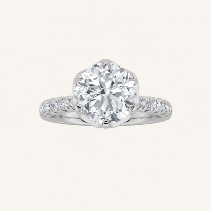2CT Round Cut Lab Grown Diamond Side Stone Ring