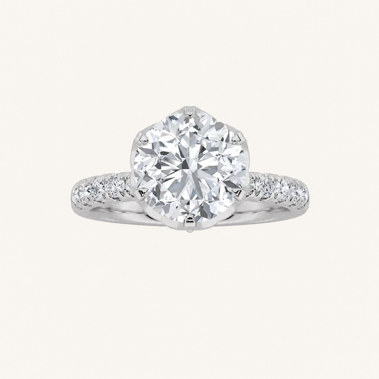2CT Round Cut Lab Grown Diamond Side Stone Ring