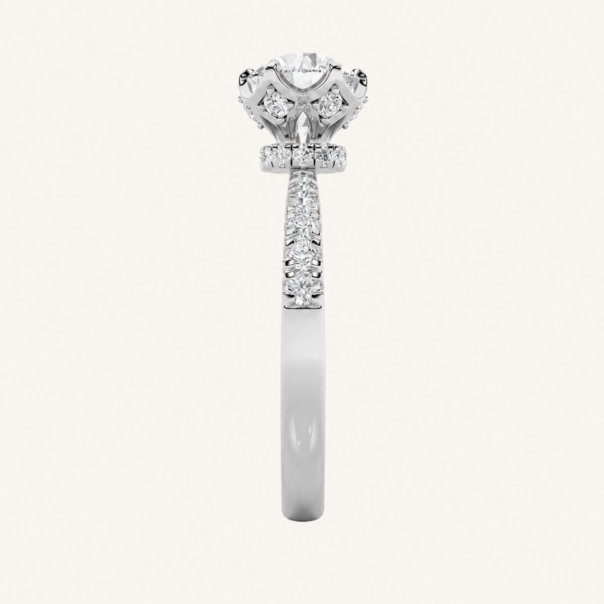 2CT Round Cut Lab Grown Diamond Side Stone Ring