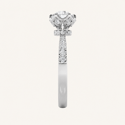 2CT Round Cut Lab Grown Diamond Side Stone Ring