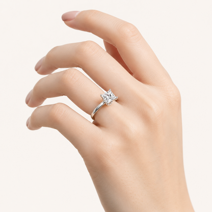 1CT Princess Cut Lab Grown Diamond Hidden Halo Ring
