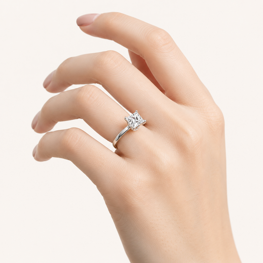 1CT Princess Cut Lab Grown Diamond Hidden Halo Ring