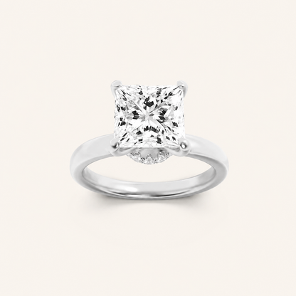 1CT Princess Cut Lab Grown Diamond Hidden Halo Ring