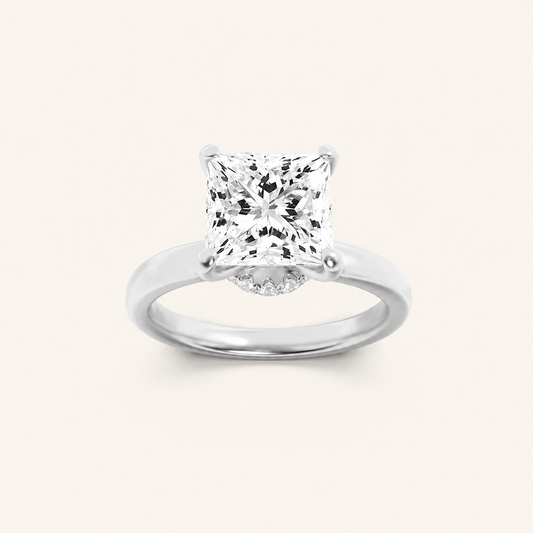 1CT Princess Cut Lab Grown Diamond Hidden Halo Ring