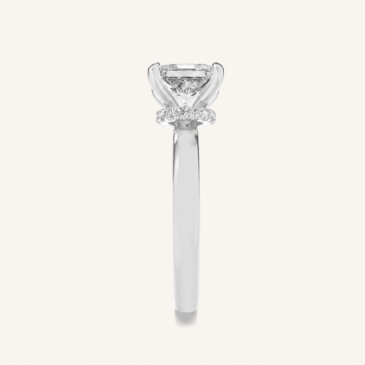 1CT Princess Cut Lab Grown Diamond Hidden Halo Ring