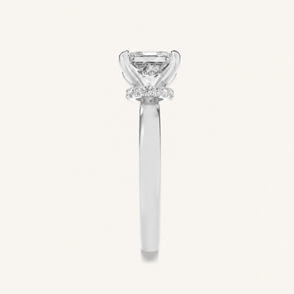 1CT Princess Cut Lab Grown Diamond Hidden Halo Ring