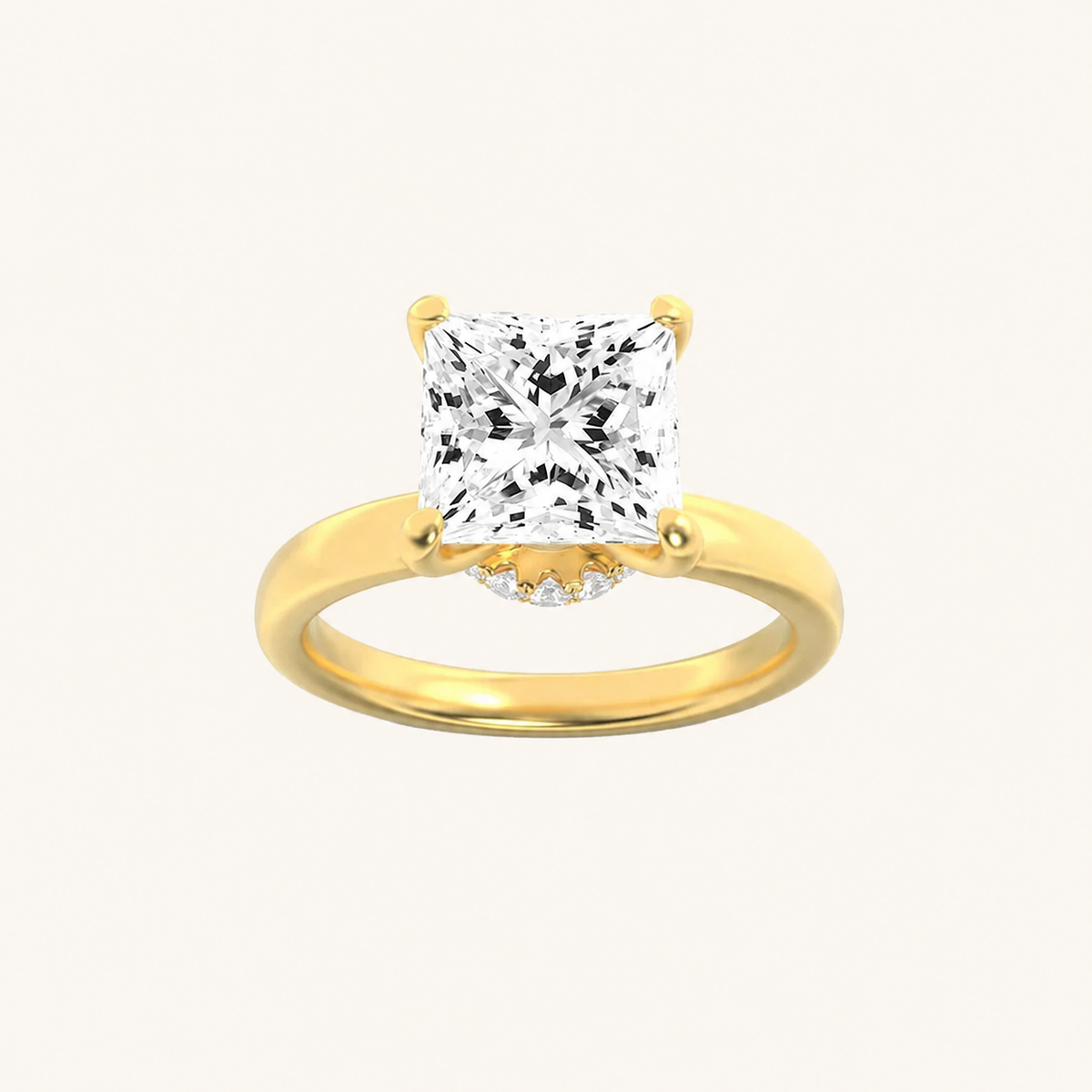1CT Princess Cut Lab Grown Diamond Hidden Halo Ring